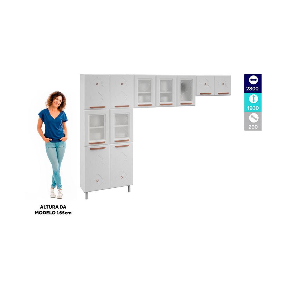 Cozinha de Aço Compacta 3 Peças Regina Multimóveis Glass CR6136 Branco