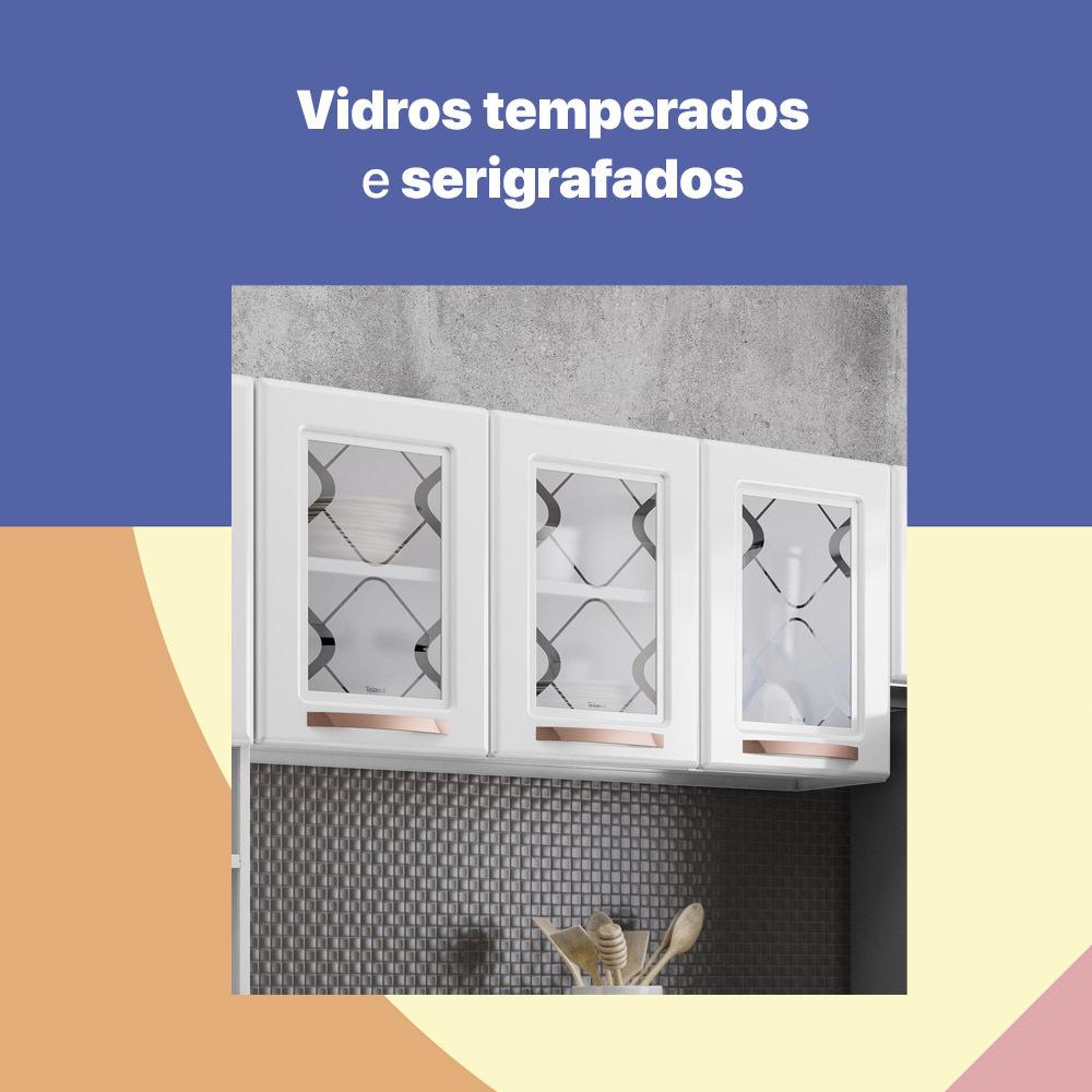 Cozinha de Aço Compacta 3 Peças Regina Multimóveis Glass CR6136 Branco