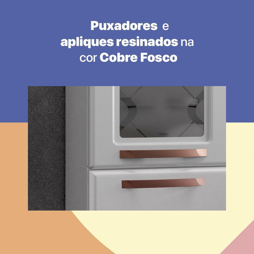 Cozinha de Aço Compacta 3 Peças Regina Multimóveis Glass CR6136 Branco