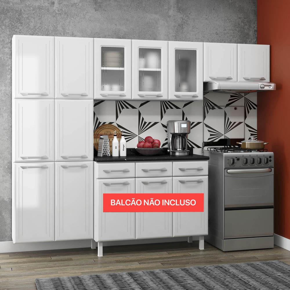 Cozinha de Aço Compacta 3 Peças Rose Multimóveis CR6101 Branco