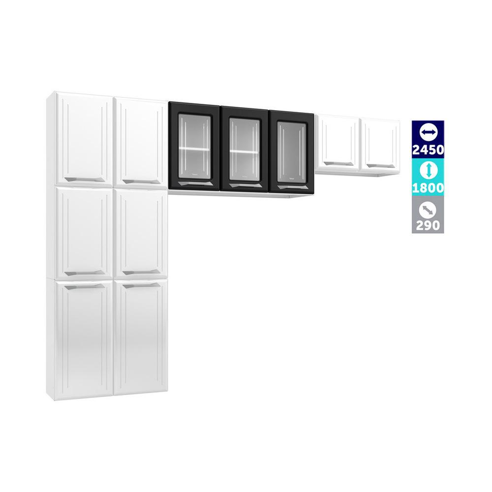 Cozinha de Aço Compacta 3 Peças Rose Multimóveis CR6102 Branco/Preto