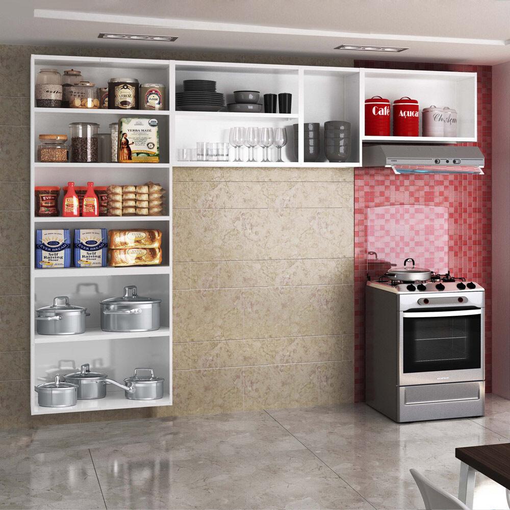 Cozinha de Aço Compacta 3 Peças Rose Multimóveis CR6102 Branco/Preto