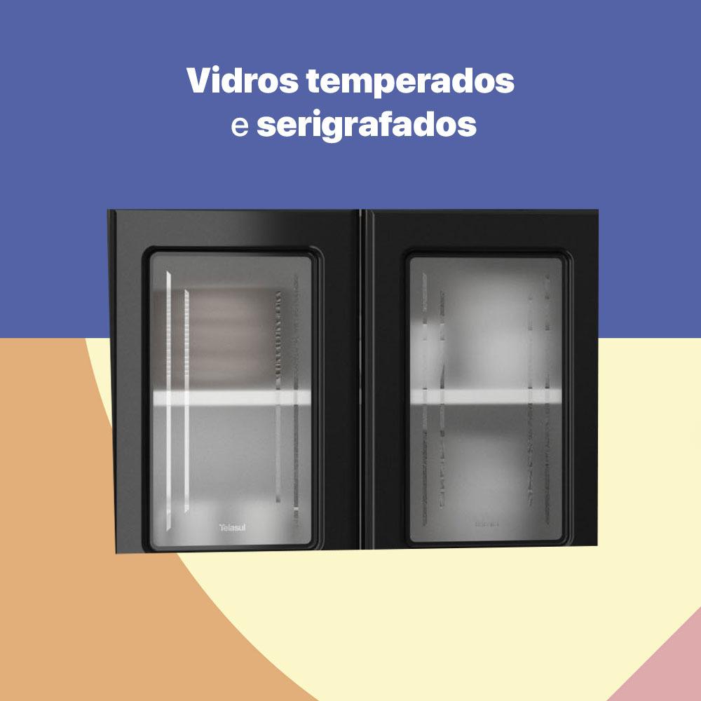 Cozinha de Aço Compacta 3 Peças Rose Multimóveis CR6102 Branco/Preto
