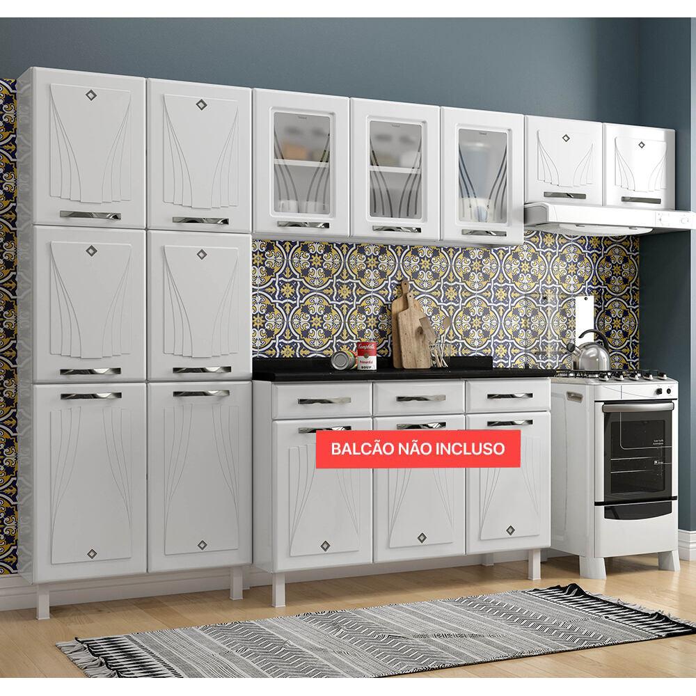 Cozinha de Aço Compacta Clara Multimóveis 3 Peças CR6152 Branco
