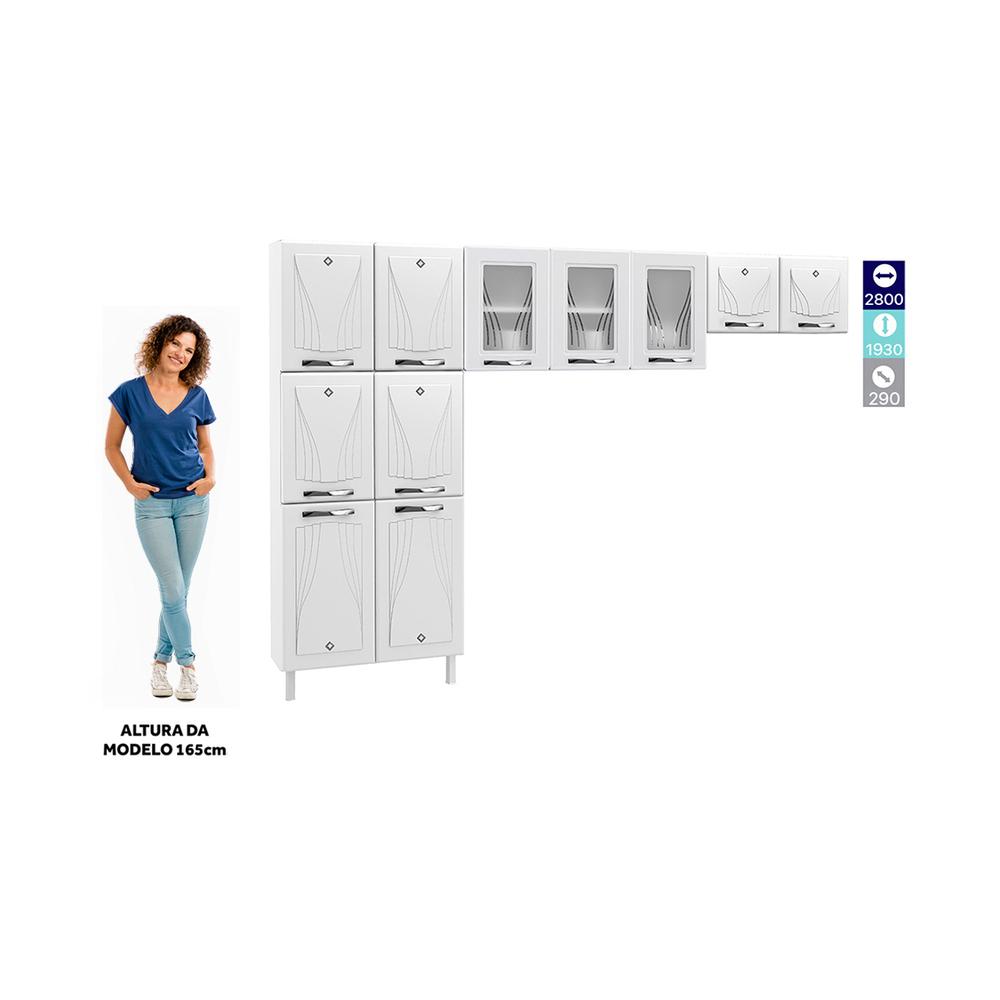 Cozinha de Aço Compacta Clara Multimóveis 3 Peças CR6152 Branco