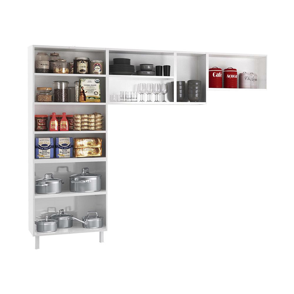 Cozinha de Aço Compacta Clara Multimóveis 3 Peças CR6153 Branco/Preto
