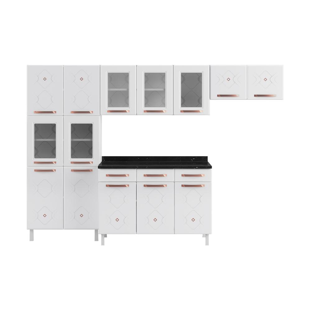 Cozinha de Aço Completa com Balcão Regina Multimóveis Glass CR6141 Branco