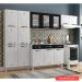 Cozinha de Aço Completa com Balcão para Pia Clara Multimóveis CR6155 Branco/Preto