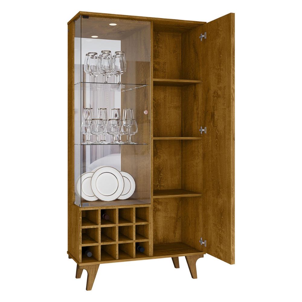 Cristaleira com Vidros 2 Portas e Adega 90,5cm Multimóveis CR50107 Naturalle