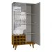 Cristaleira com Vidros 2 Portas e Adega 90,5cm Multimóveis CR50107 Off White/Naturalle