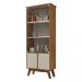 Cristaleira com Vidros e 4 Portas Retrô 70cm Multimóveis CR50109 Naturalle/Off White