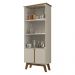 Cristaleira com Vidros e 4 Portas Retrô 70cm Multimóveis CR50109 Off White/Cinamomo