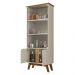 Cristaleira com Vidros e 4 Portas Retrô 70cm Multimóveis CR50109 Off White/Cinamomo