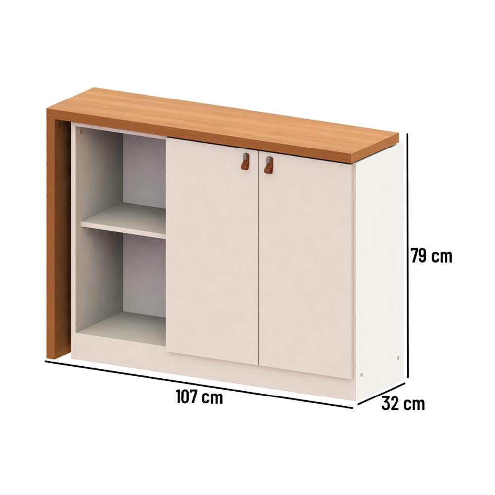 Escrivaninha Articulável com Armário 2 Portas Multimóveis CR25284 Branco/Freijó
