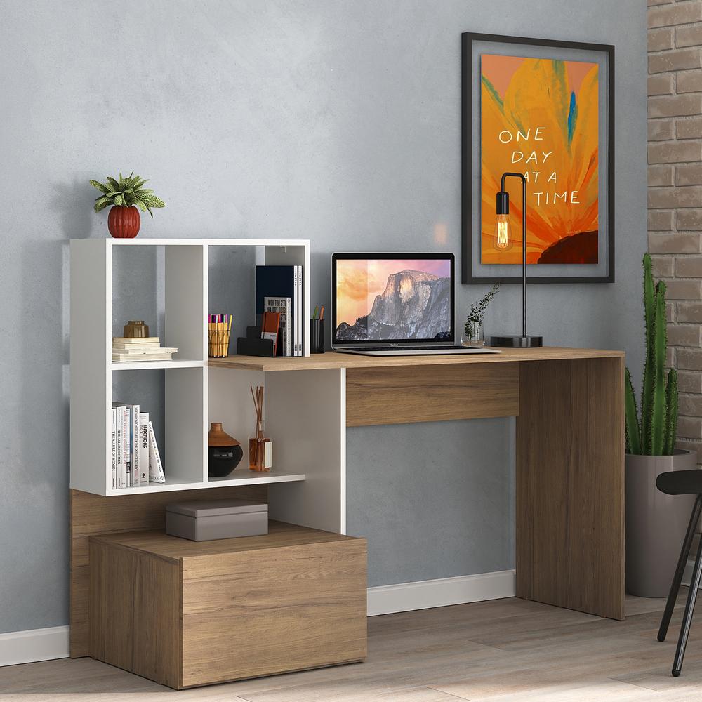 Escrivaninha Mesa para Computador Multimóveis Atlantis FG6003 Branca/Rustic