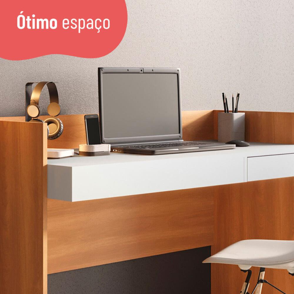 Escrivaninha com 1 Gaveta 160cm Multimóveis CR25283 Branco/Freijó
