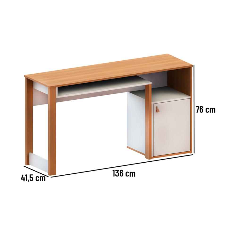 Escrivaninha com 1 Porta 136cm Multimóveis CR25285 Branco/Freijó