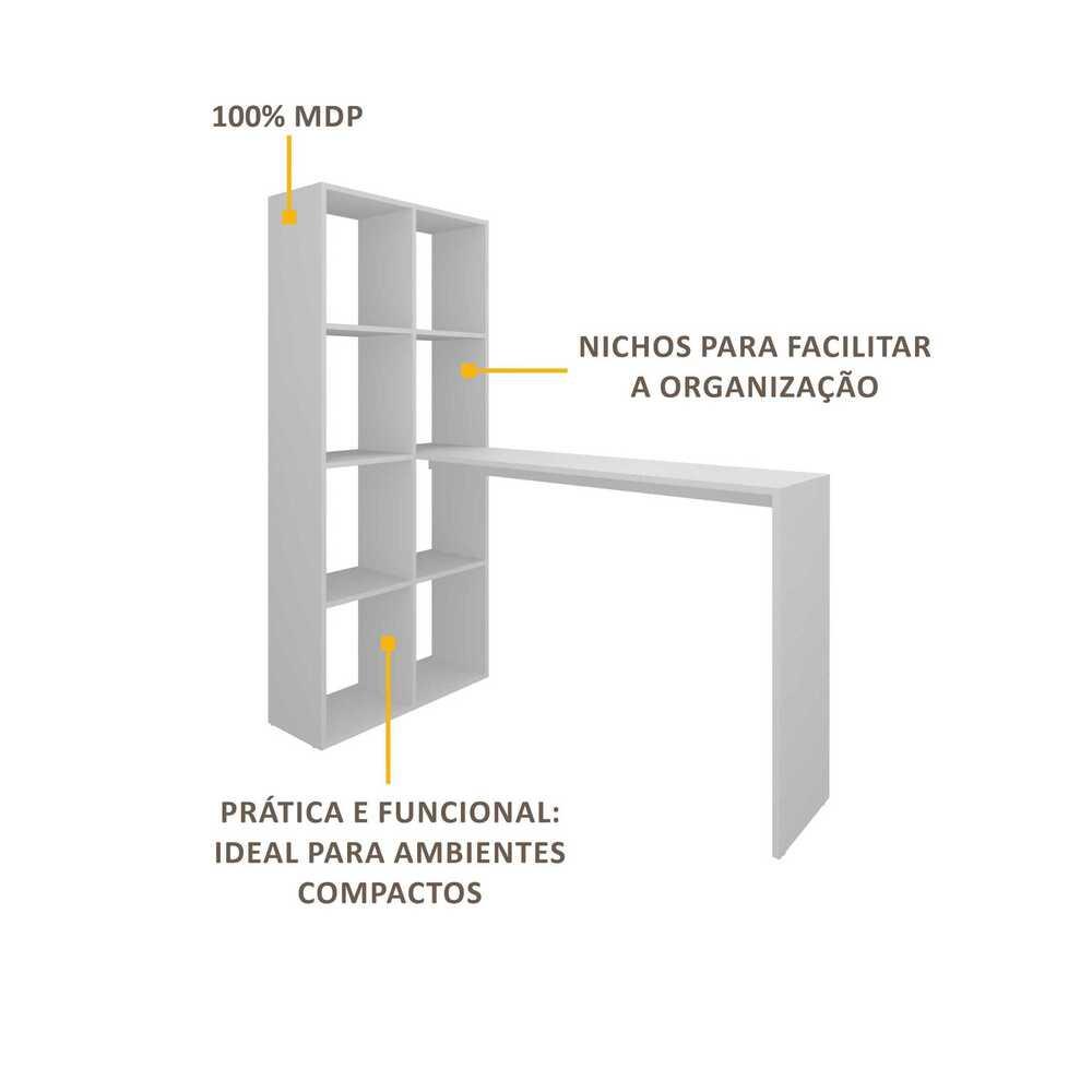 Escrivaninha com Estante Lateral Multimóveis Branco 