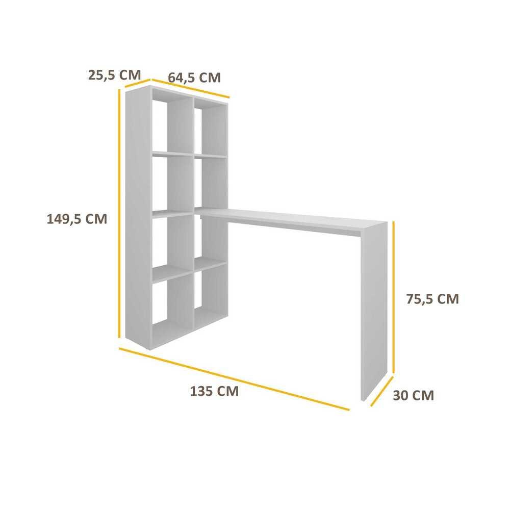 Escrivaninha com Estante Lateral Multimóveis Branco 