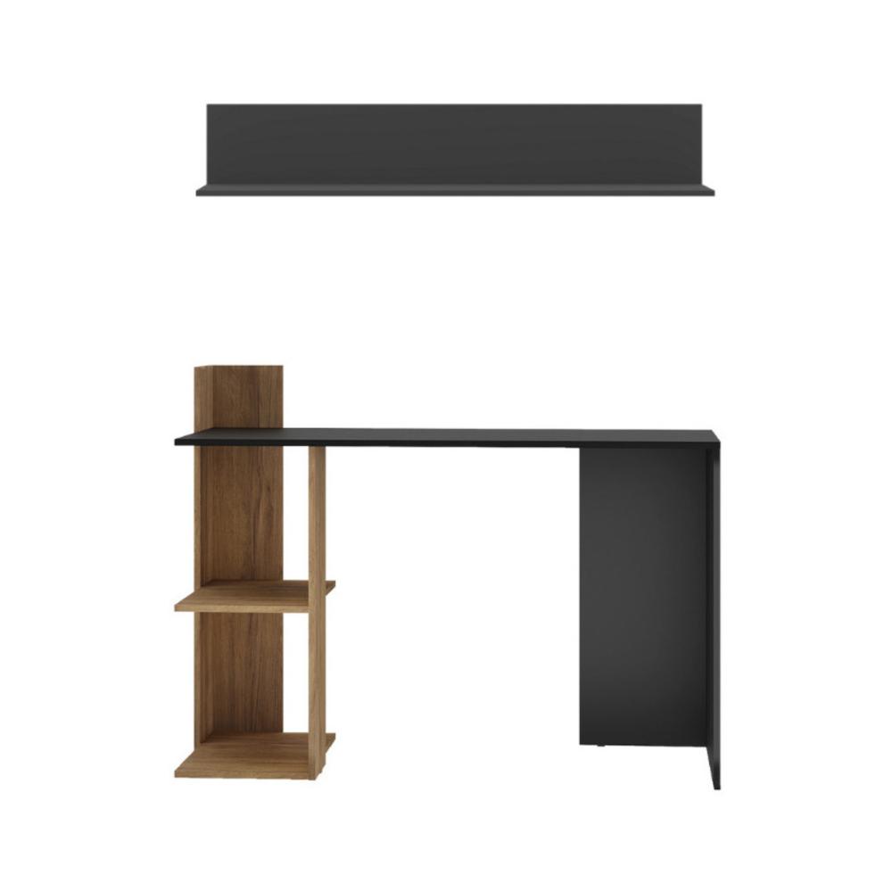 Escrivaninha com Prateleira Decorativa Multimóveis MP6027 Preto/Madeirado