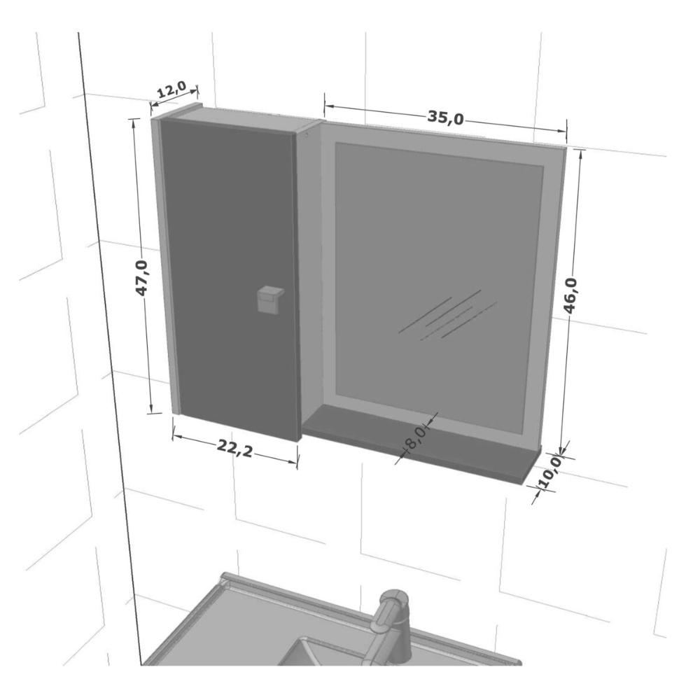 Espelheira para Banheiro com 1 Porta 57,2cm Multimóveis CR10127 Branco/Ripado