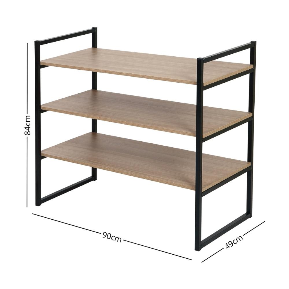 Estante Escritório Organizadora com 3 Prateleiras 90cm Multimóveis CR25293 Preto/Madeirado