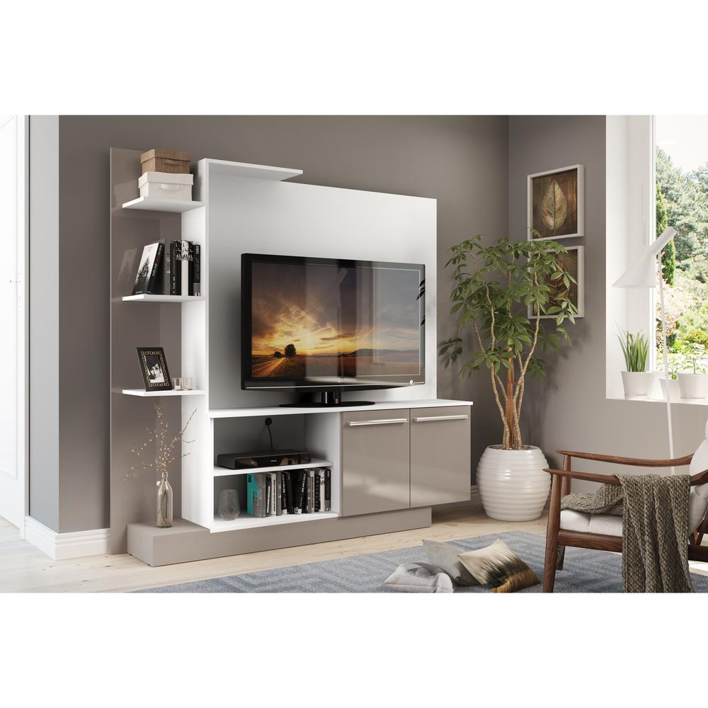 Estante Home Theater com Suporte P/TV até 55'' Denver Multimóveis Branco/Lacca Fumê