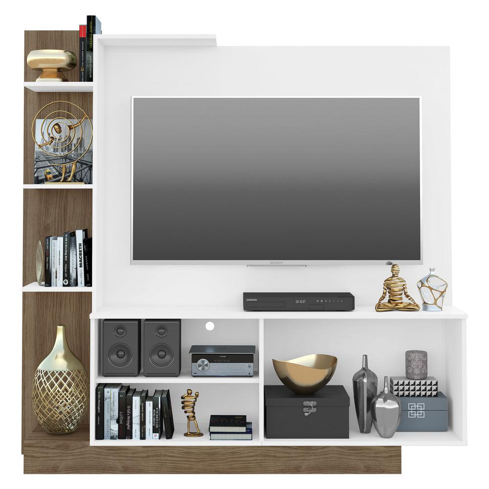 Estante Home Theater com Suporte P/TV até 55'' Denver Multimóveis Branco/Madeirado