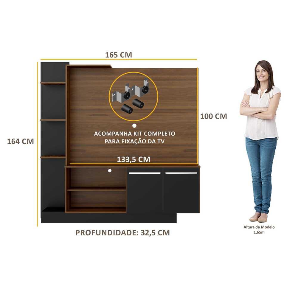 Estante Home Theater com Suporte P/TV até 55'' Denver Multimóveis Duna/Preto