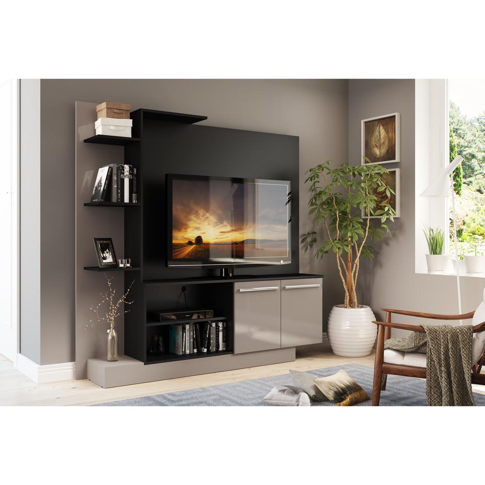 Estante Home Theater com Suporte P/TV até 55'' Denver Multimóveis Preto/Lacca Fumê