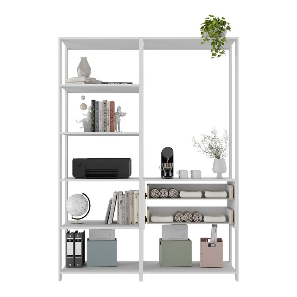 Estante Livreiro Modular 135cm 2 Peças com 2 Gavetas Multimóveis MP6029 Branco