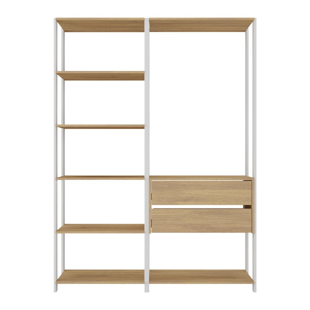 Estante Livreiro Modular 135cm 2 Peças com 2 Gavetas Multimóveis MP6029 Branco/Madeirado