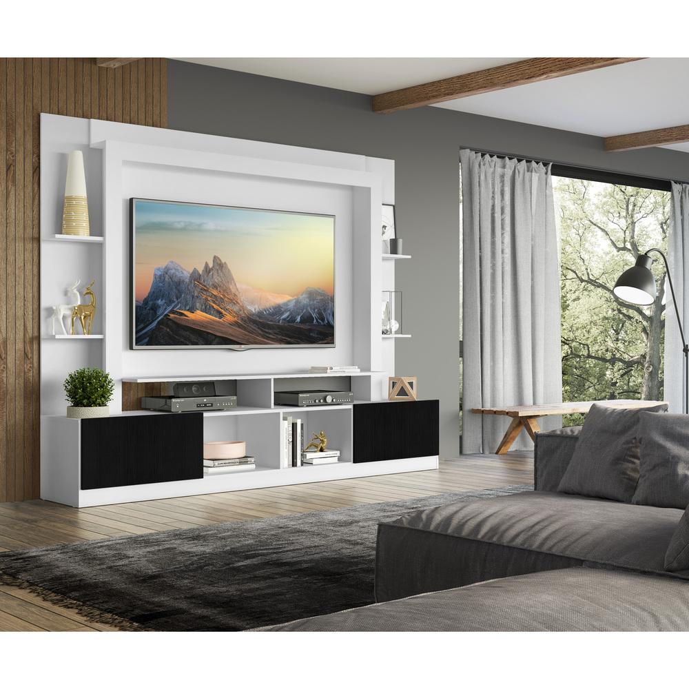 Estante Rack com Painel e Suporte TV 65" Moscou Multimóveis Branco/Preto