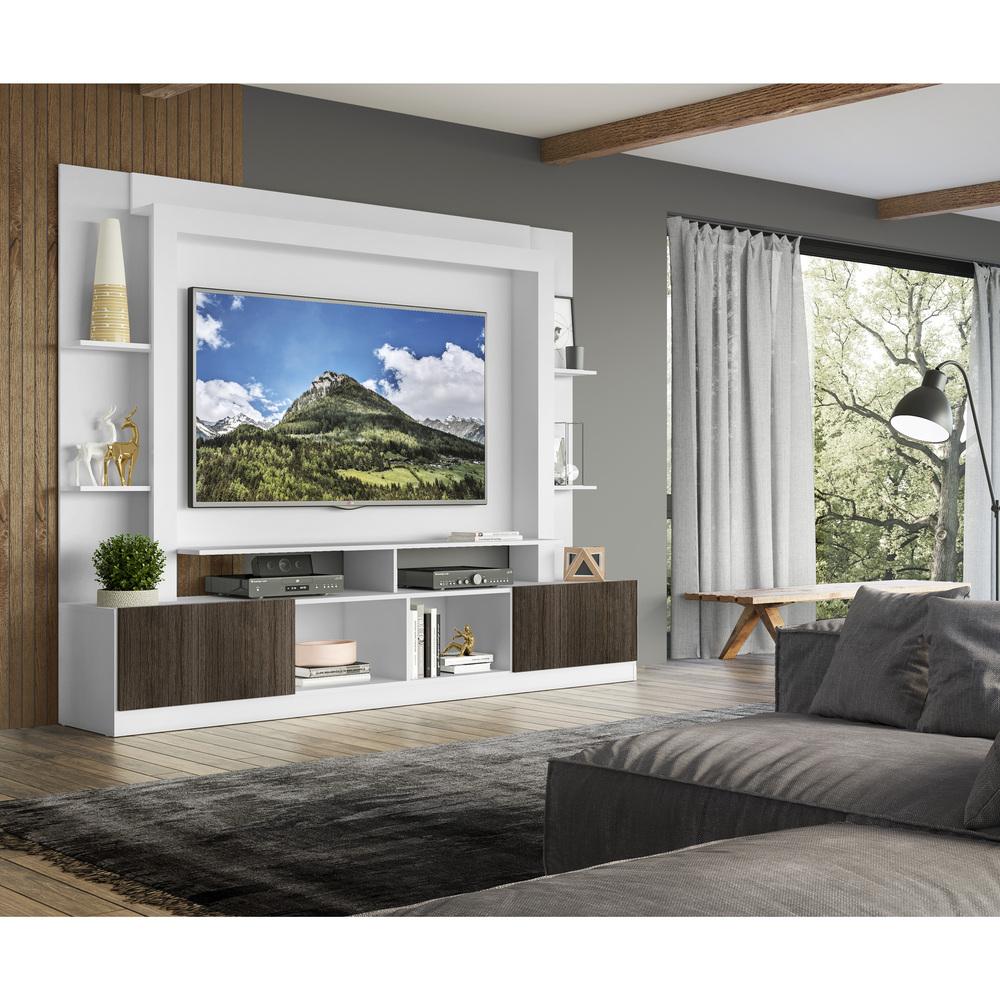 Estante Rack com Painel e Suporte TV 65" Moscou Multimóveis Branco/Tenerife