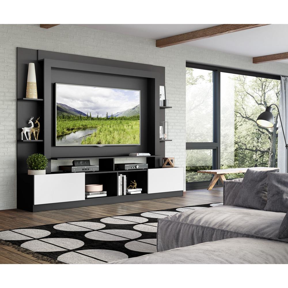 Estante Rack com Painel e Suporte TV 65" Moscou Multimóveis Preto/Branco