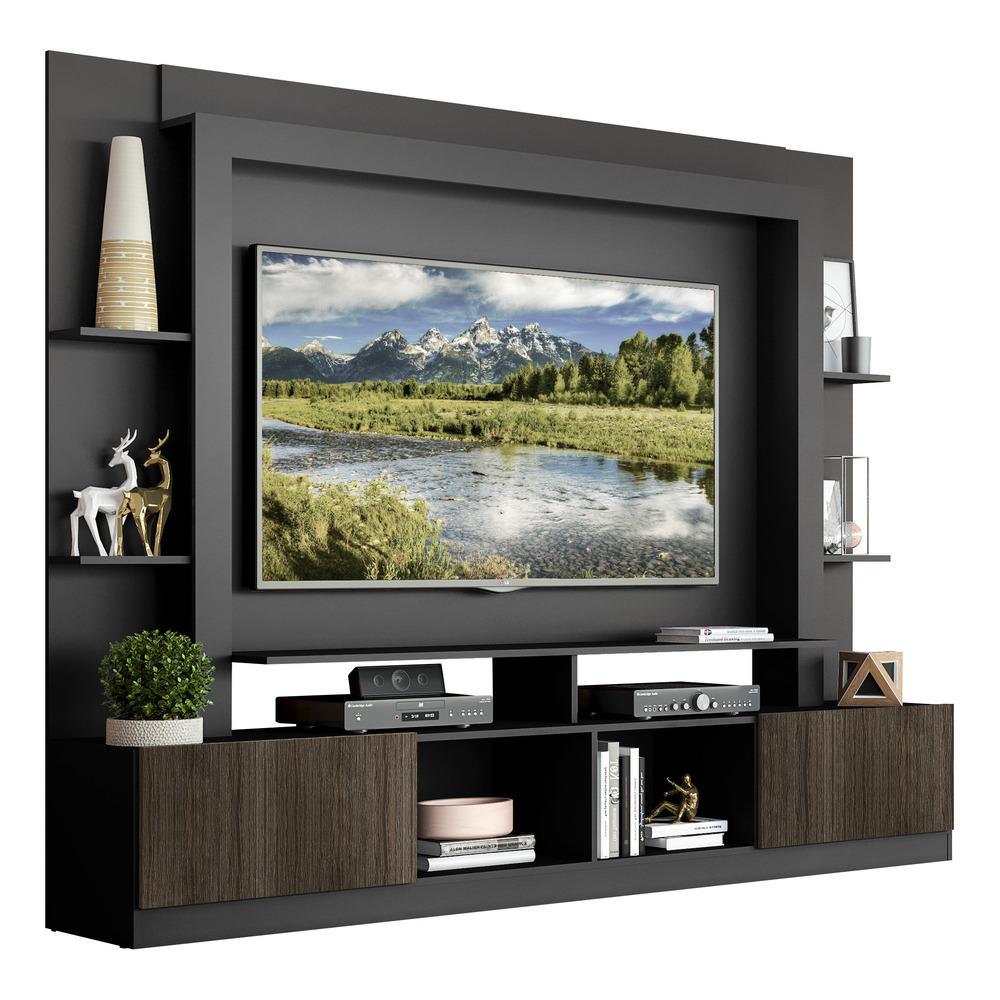 Estante Rack com Painel e Suporte TV 65" Moscou Multimóveis Preto/Tenerife