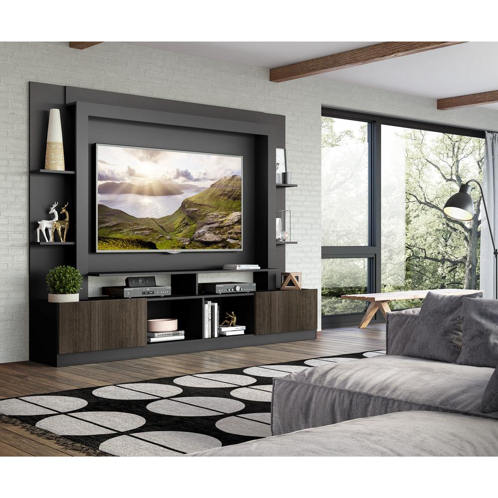 Estante Rack com Painel e Suporte TV 65" Moscou Multimóveis Preto/Tenerife