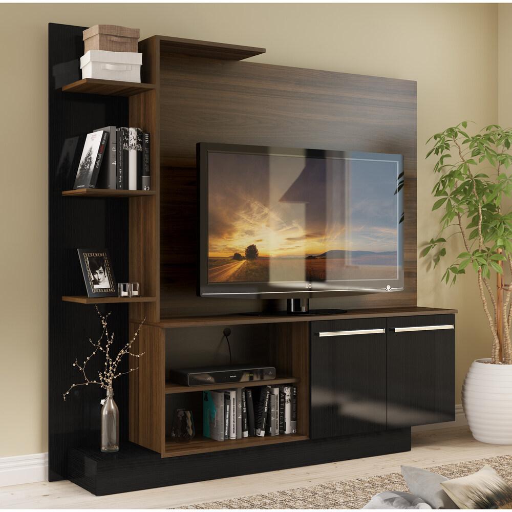 Estante TV 55" e 2 portas Denver Multimóveis V2473 Madeirada/Preta