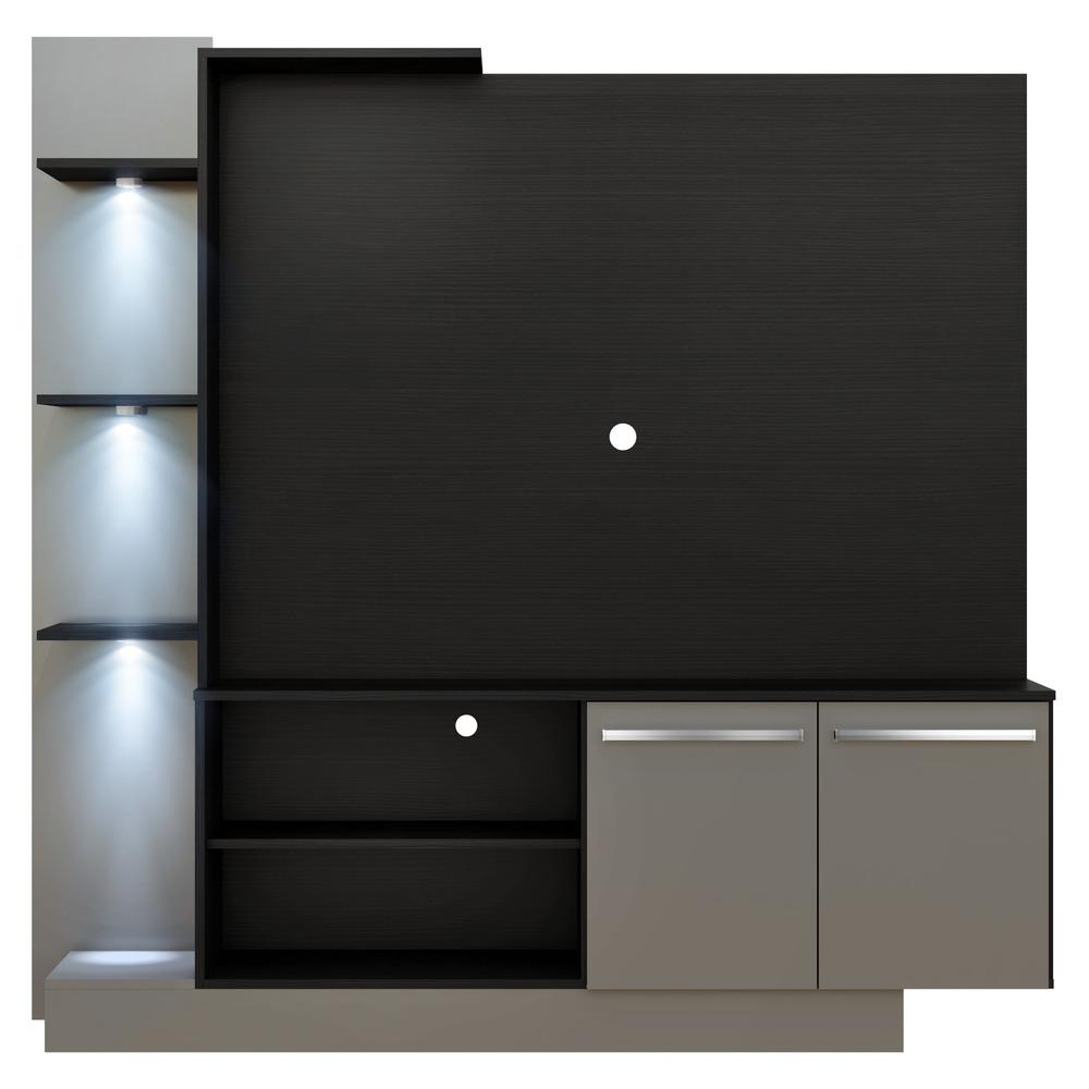 Estante com 3 Leds para TV até 55" Multimóveis Dallas FG3399 Preta/Lacca Fumê