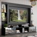 Estante com Espelho e Suporte para TV até 65" Multimóveis Oslo FG3381 Preta/Madeirada