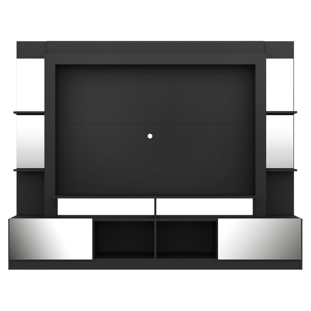 Estante com Espelho e Suporte para TV até 65" Multimóveis Oslo FG3381 Preta/Madeirada