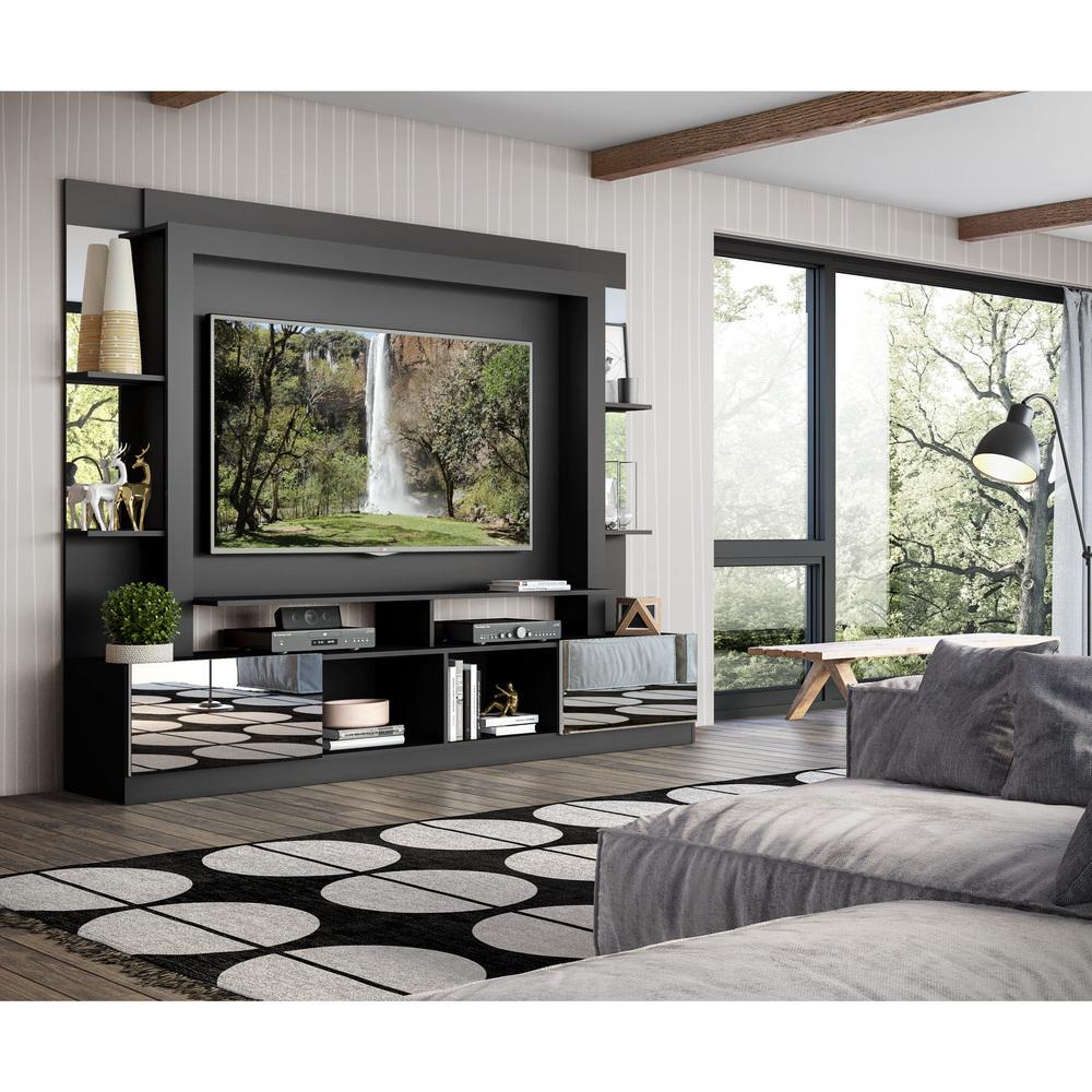Estante com Espelho para TV até 65" Multimóveis Oslo FG3389 Preta/Branca