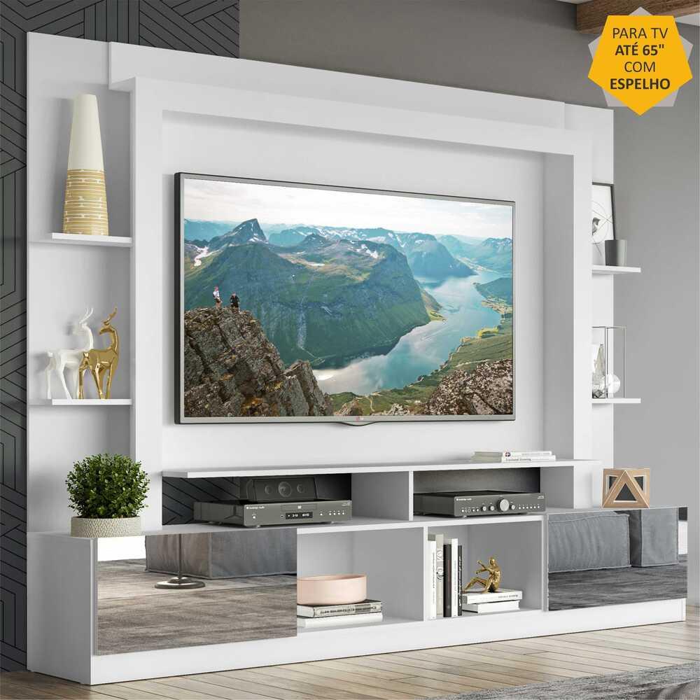 Estante com Espelho para TV até 65" Multimóveis Oslo FG3390 Branca