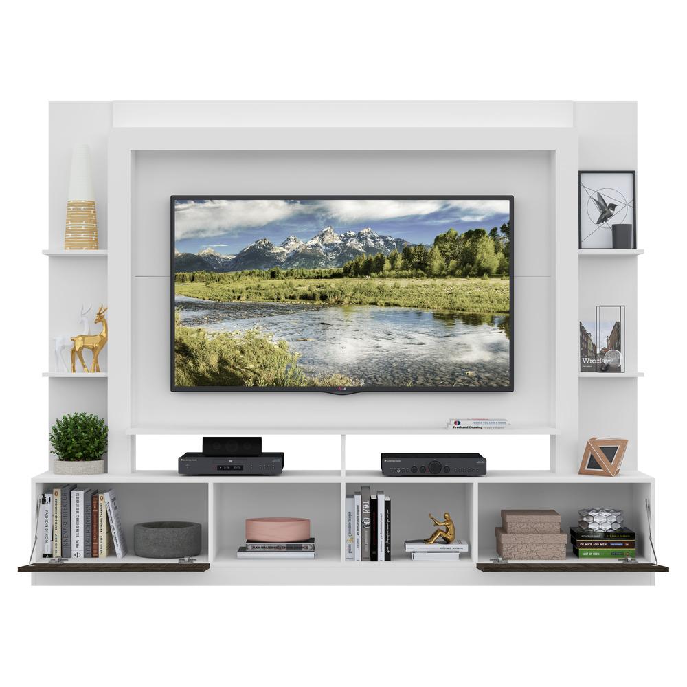 Estante com Espelho para TV até 65" Multimóveis Oslo FG3390 Branca/Tenerife