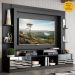 Estante com Espelho para TV até 65" Multimóveis Oslo FG3390 Preta/Madeirada