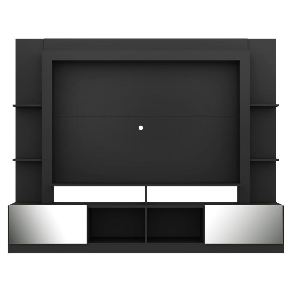 Estante com Espelho para TV até 65" Multimóveis Oslo FG3390 Preta/Madeirada