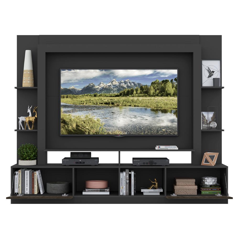 Estante com Espelho para TV até 65" Multimóveis Oslo FG3390 Preta/Tenerife