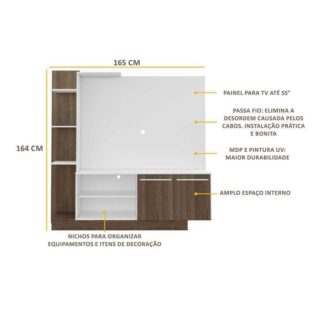 Estante com Painel TV 55" e 2 portas Denver Multimóveis Argila/Branco