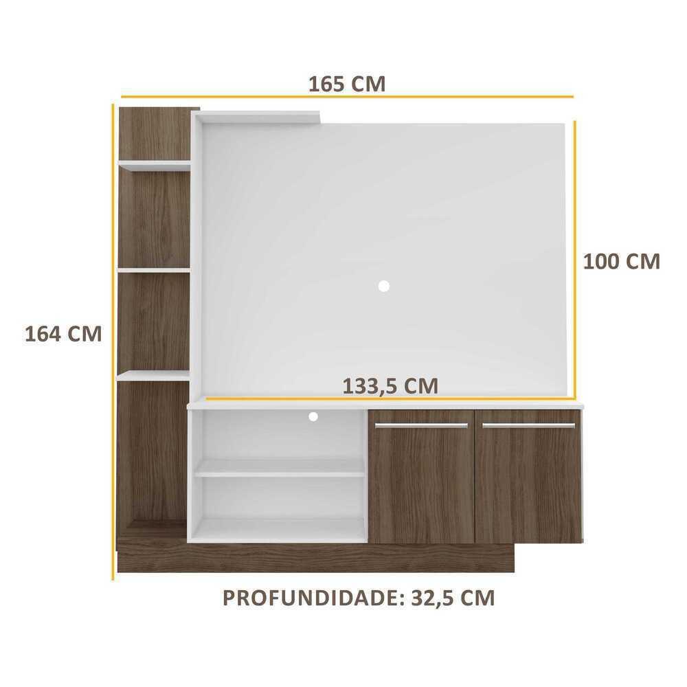 Estante com Painel TV 55" e 2 portas Denver Multimóveis Argila/Branco