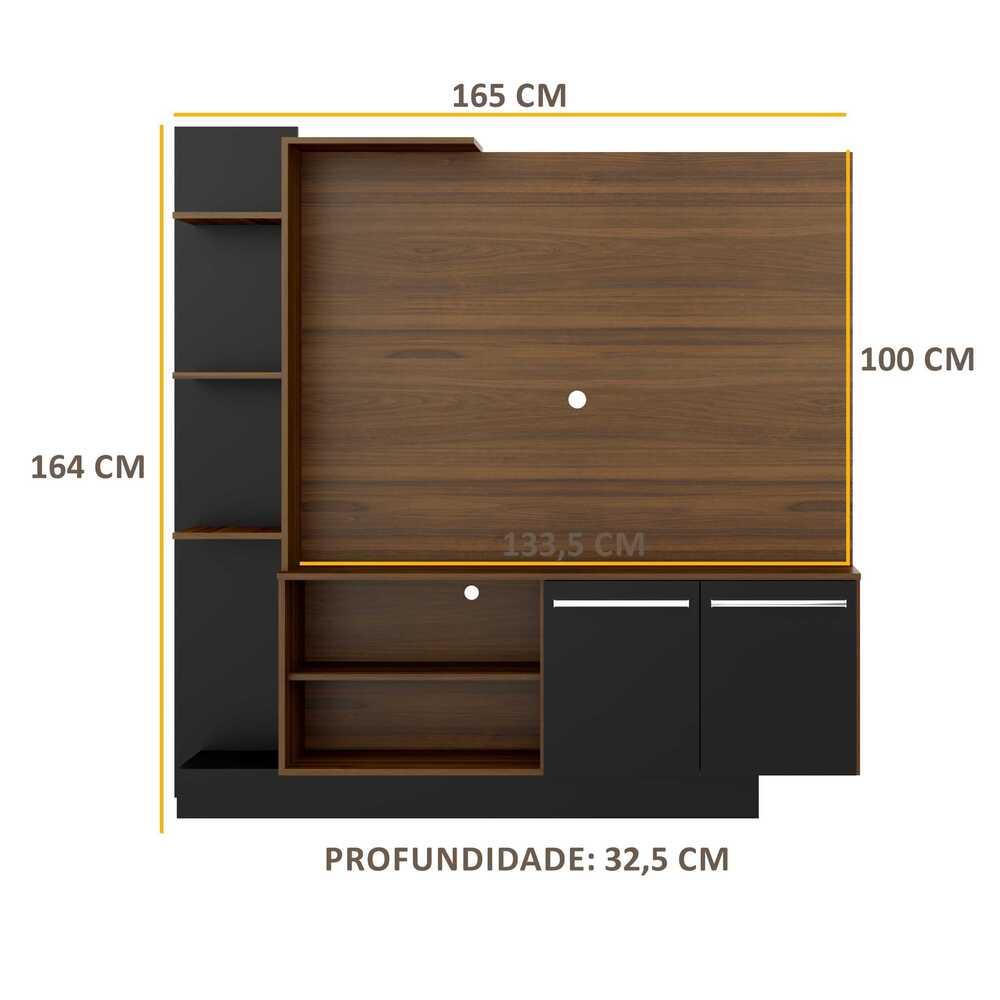 Estante com Painel TV 55" e 2 portas Denver Multimóveis Duna/Preto